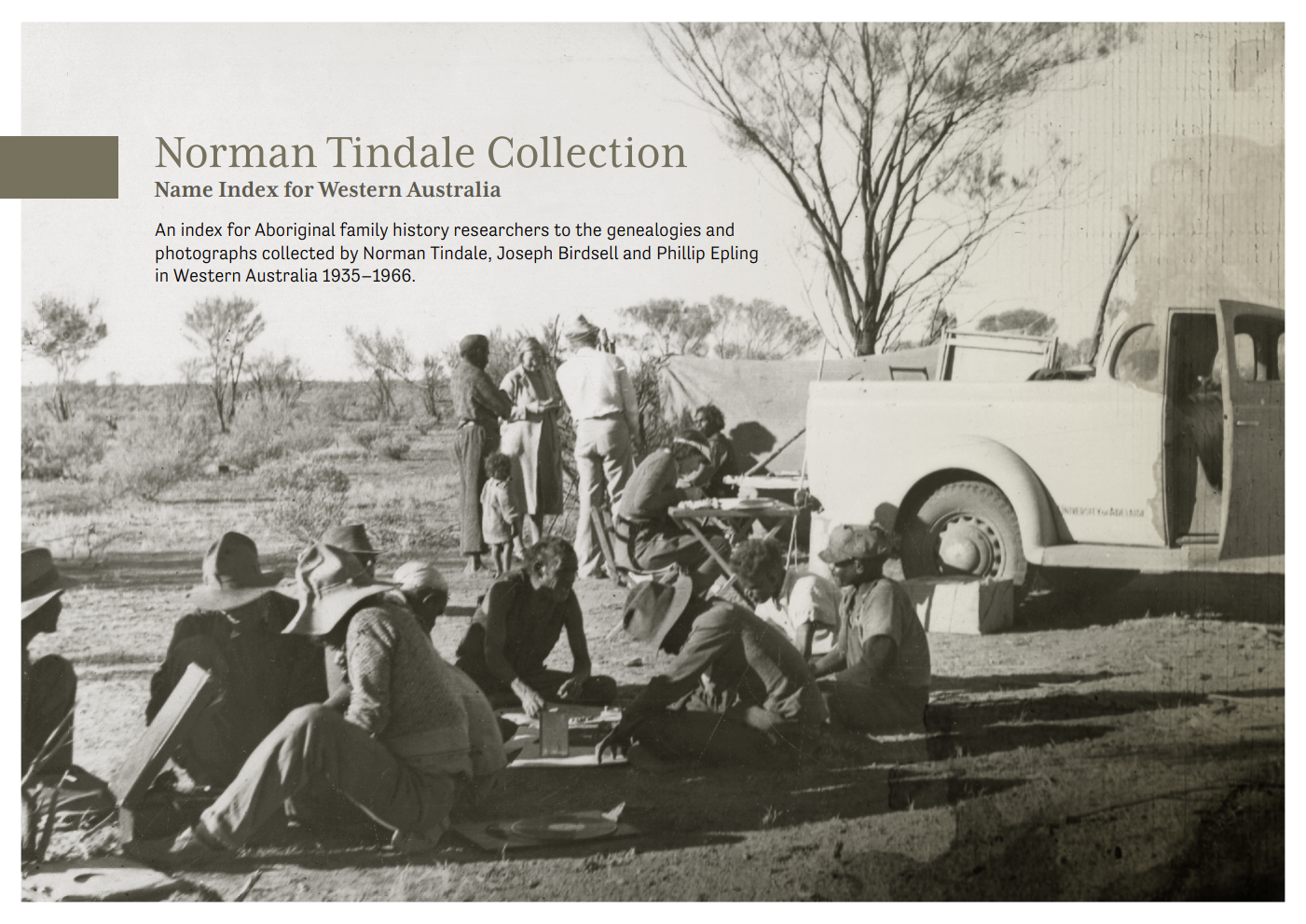 Norman Tindale Collection的封面展示了一张老照片