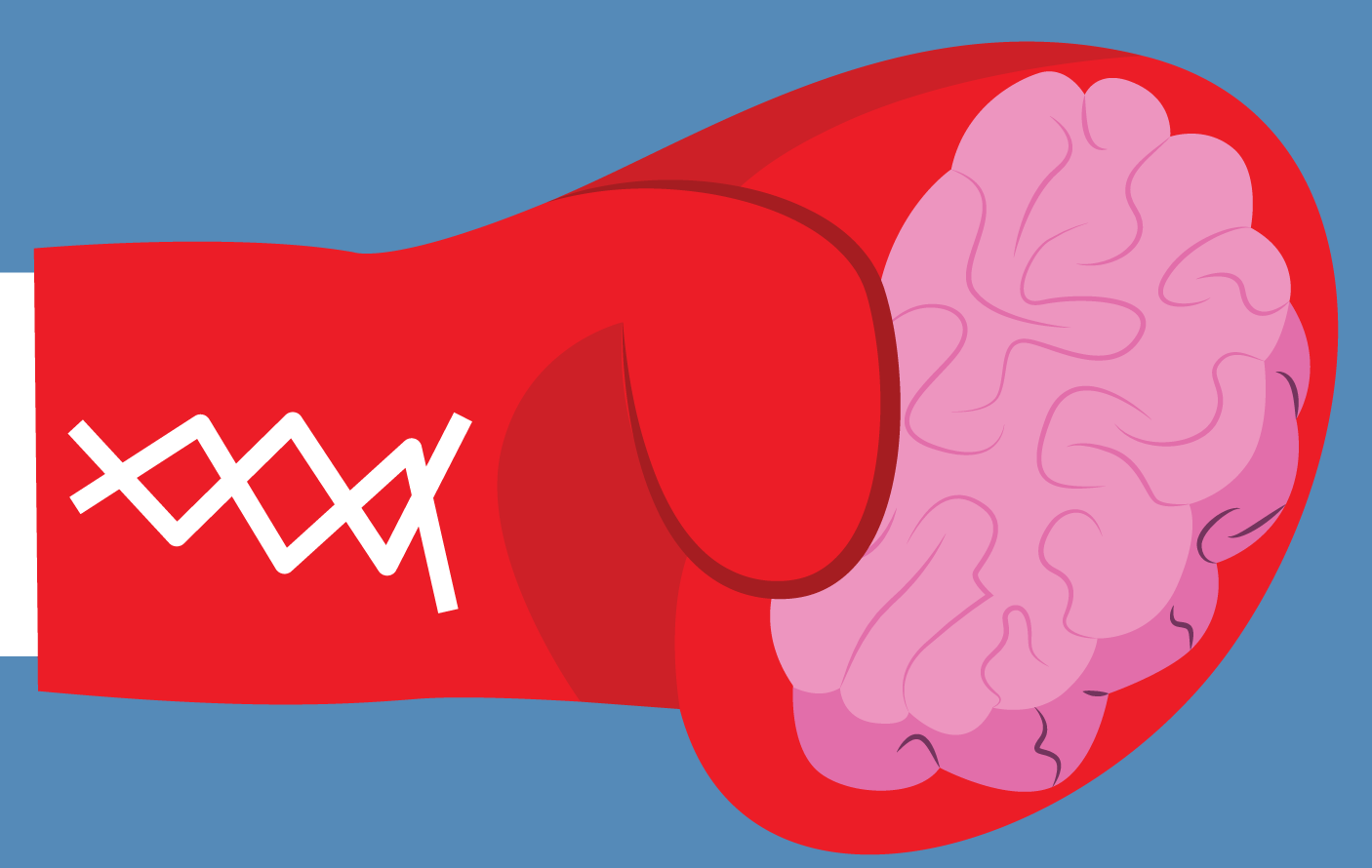 插图的大脑在一个拳击手套-库存的形象