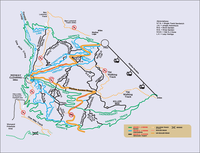 新西兰皇后镇的山地车轨迹图